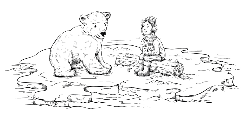 illustration de l'enfant et l'ours polaire