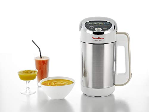 Moulinex Easy Soup Blender Chauffant, Robot cuiseur, Double Paroi, Capacité 1,2L,Soupe, Velouté, Compote, Smoothies, Maintien au Chaud, 1000W, 5 Programmes Automatiques LM841110