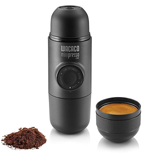 Wacaco Minipresso GR, Machine à Espresso Portative, pour Café Moulu, cafetière de voyage de petite taille, pas de batterie ou besoin électrique, actionnée manuellement grace à un piston