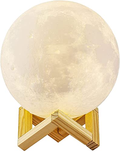 Lampe Lune 3D, ALED LIGHT Veilleuse LED Lampe Luna Tactile 3 Couleurs, 15cm/5,9inch Diamètre, USB Rechargeable Veilleuse Lune pour Chambre Salon Café Cadeau Anniversaire Noël