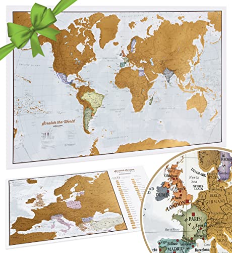 Carte du Monde à gratter 59 x 42 cm + Carte à gratter de l'Europe en Bonus. Maps International : + de 50 ans d'expérience dans la cartographie