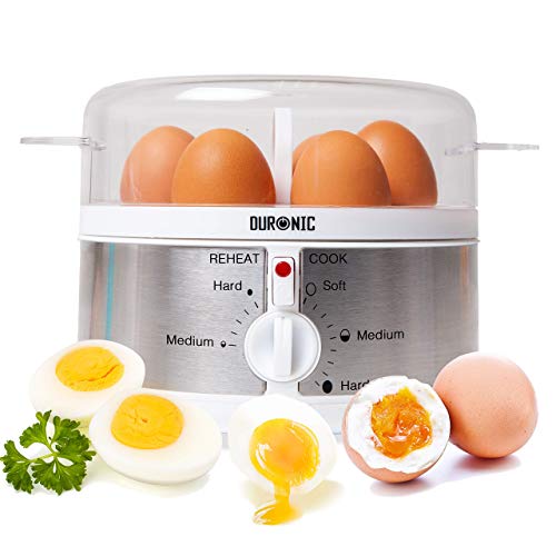 Duronic EB35 Cuiseur à œufs | Pour 1 à 7 œufs | Thermostat et minuteur pour obtenir œufs durs ou mollets ou pochés ou à la coque avec fonction dédiée pour préparer deux types de cuisson | Sans BPA