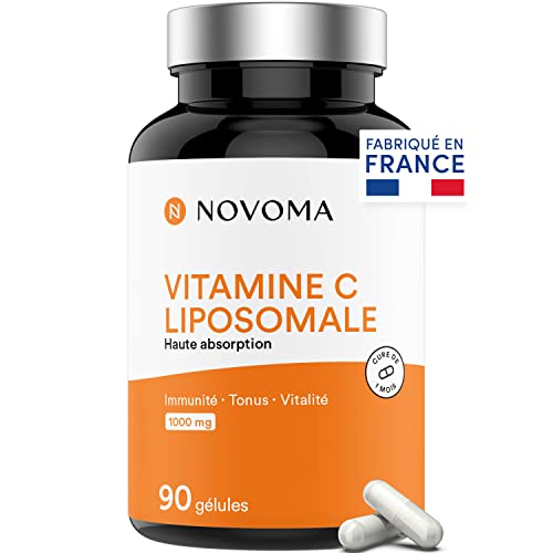 NOVOMA Vitamine C liposomale 1000mg, Assimilation Maximale, 90 gélules végétales, 100% Vitamin C Quali®-C, Système Immunitaire & Énergie Naturelle, Cure de 1 mois, Fabriqué en France (ex Nutrivita)