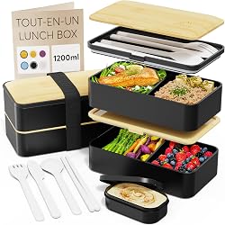 Boîte à bento Umami 1200ml noir et bambou