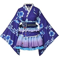 Kimono yukata GRACEART bleu à motifs floraux