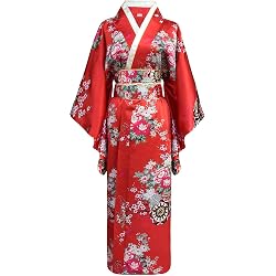 Kimono japonais Bon amixyl rouge à fleurs