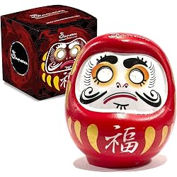 Daruma Samsara porte-bonheur en porcelaine rouge