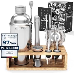 Kit à cocktail Vinenco 13 pièces avec support et livre de recettes