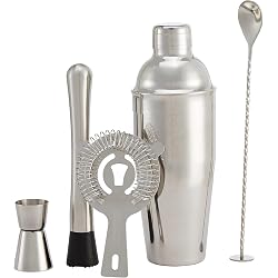 Kit à cocktail Amazon Basics 5 pièces en acier inoxydable