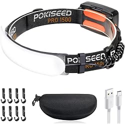 Lampe frontale LED POKISEED 1500 lumens rechargeable