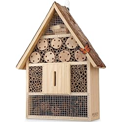 Hôtel à insectes Wildlife Friend en bois avec toit en écorce