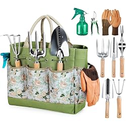 Kit d'outils de jardinage Grenebo 9 pièces en acier inoxydable