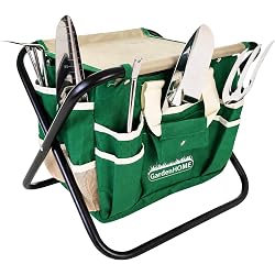 Kit d'outils de jardinage GardenHOME 7 pièces avec tabouret