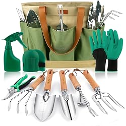 Kit d'outils de jardinage YAUNGEL 10 pièces en acier inoxydable