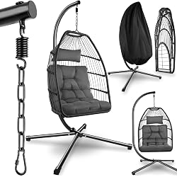 Fauteuil suspendu tectake oeuf en poly rotin gris