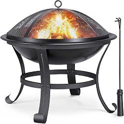 Brasero Yaheetech rond 54 cm avec couvercle en filet