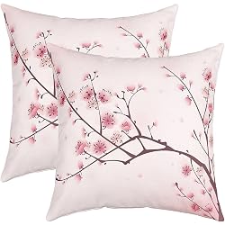 Lot de 2 taies de coussin Homemissing fleurs de cerisier 45x45cm