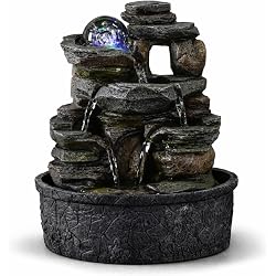 Fontaine d'intérieur Zen Light Satya avec boule de verre lumineuse