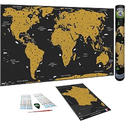 Carte du monde à gratter WIDETA grand format avec carte de France