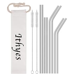 Lot de pailles réutilisables Ithyes en acier inoxydable 18/8