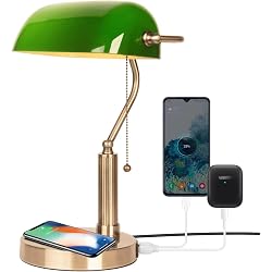 Lampe de banquier FIRVRE vintage avec chargeur sans fil