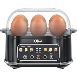 Cuiseur à œufs Olvy 6-en-1 avec minuteur LCD