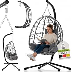 Fauteuil suspendu Juskys Aria en rotin synthétique