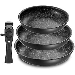 Lot de 3 poêles Fadware avec poignée amovible empilables