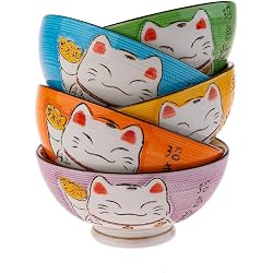 Coffret bols japonais lachineuse Maneki Neko porcelaine