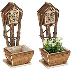 Hôtel à insectes Relaxdays avec pot de fleurs