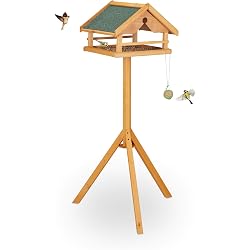Mangeoire à oiseaux Relaxdays sur pied en bois de sapin