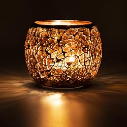 Bougeoir en mosaïque Larcenciel ambre