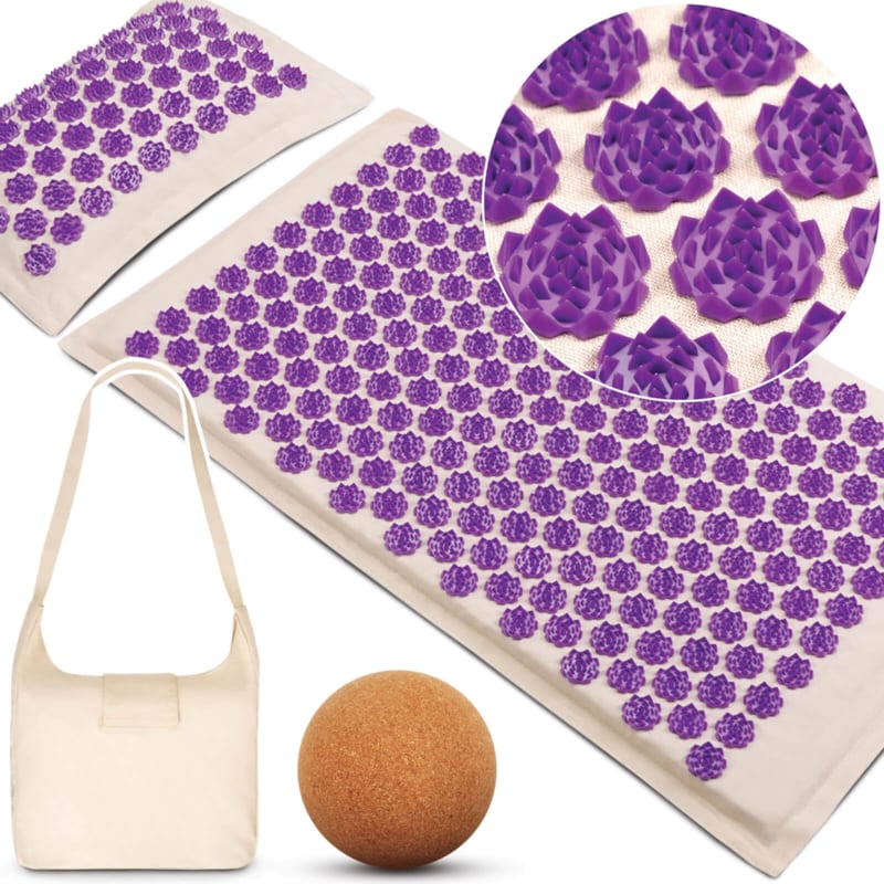 Tapis d'acupression + coussin ferme + sac transport + balle massage offerte