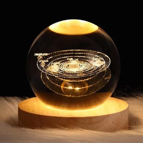 Veilleuse boule de cristal système solaire